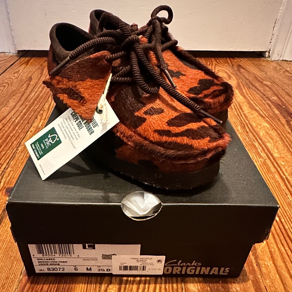 Cow Print Clarks Wallabees